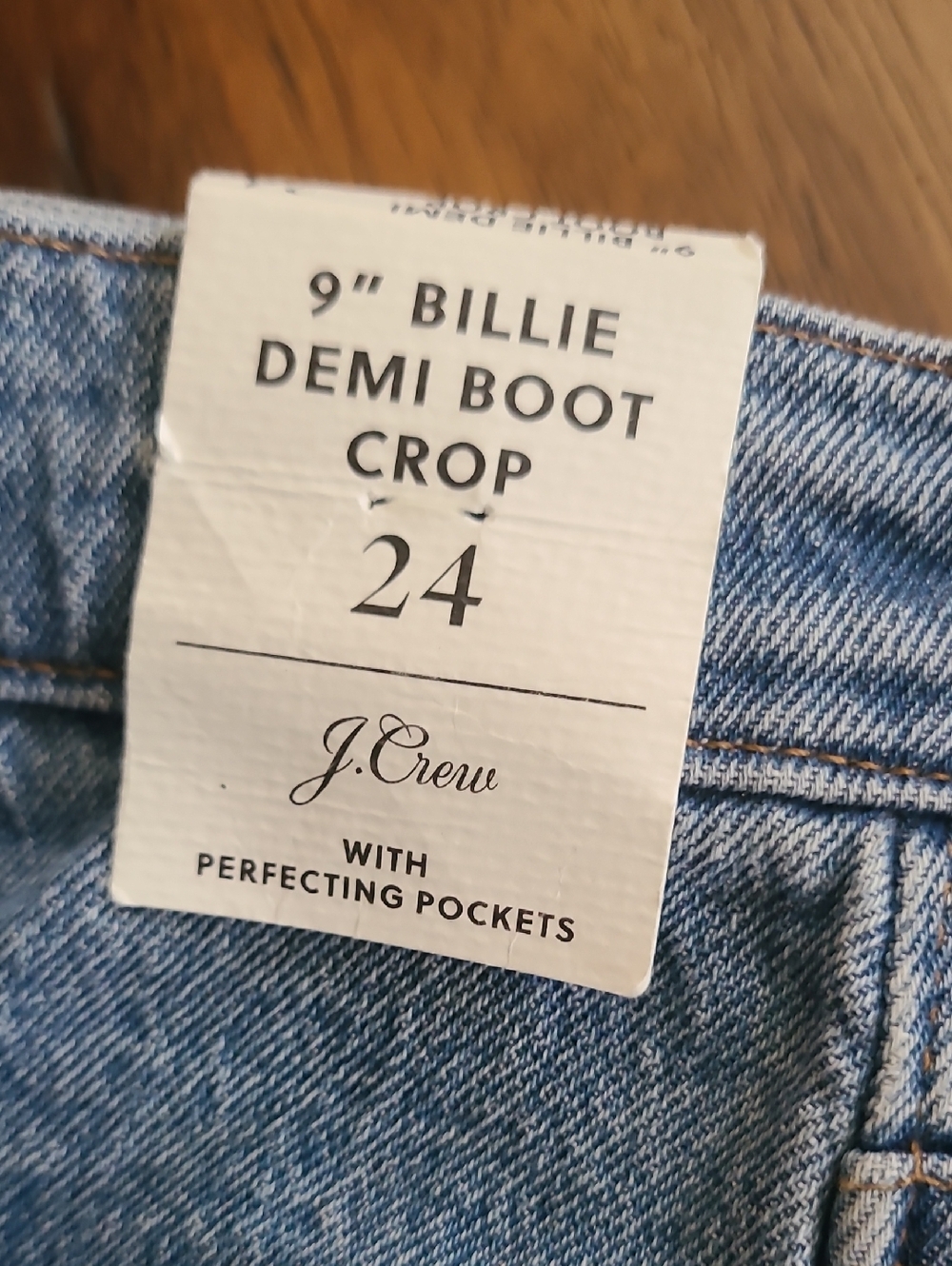 J. Crew 9” Billie Demi Boot Crop Jeans Distressed. Size 24. New - Picture 3 of 8